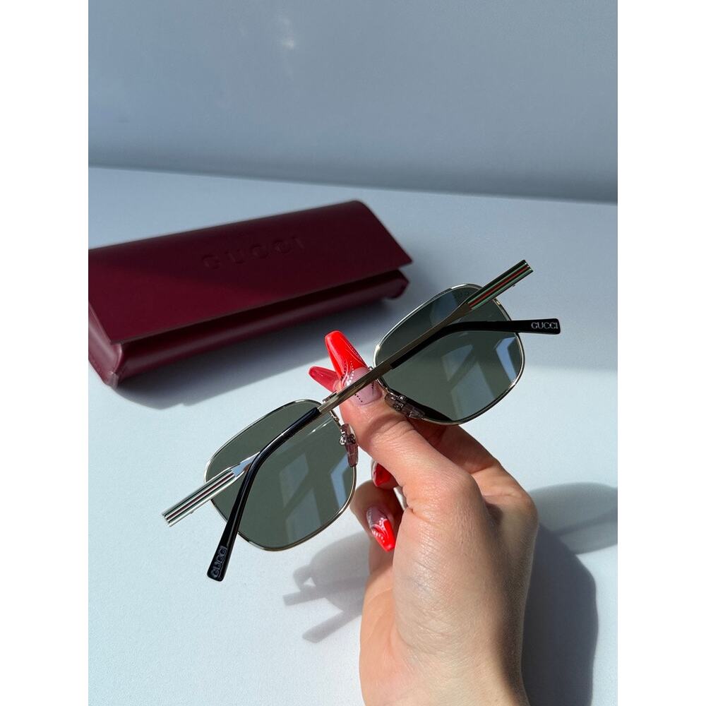 NEW Gucci GG1876S Gold Round Sunglasses $545 - Picture 3 of 9